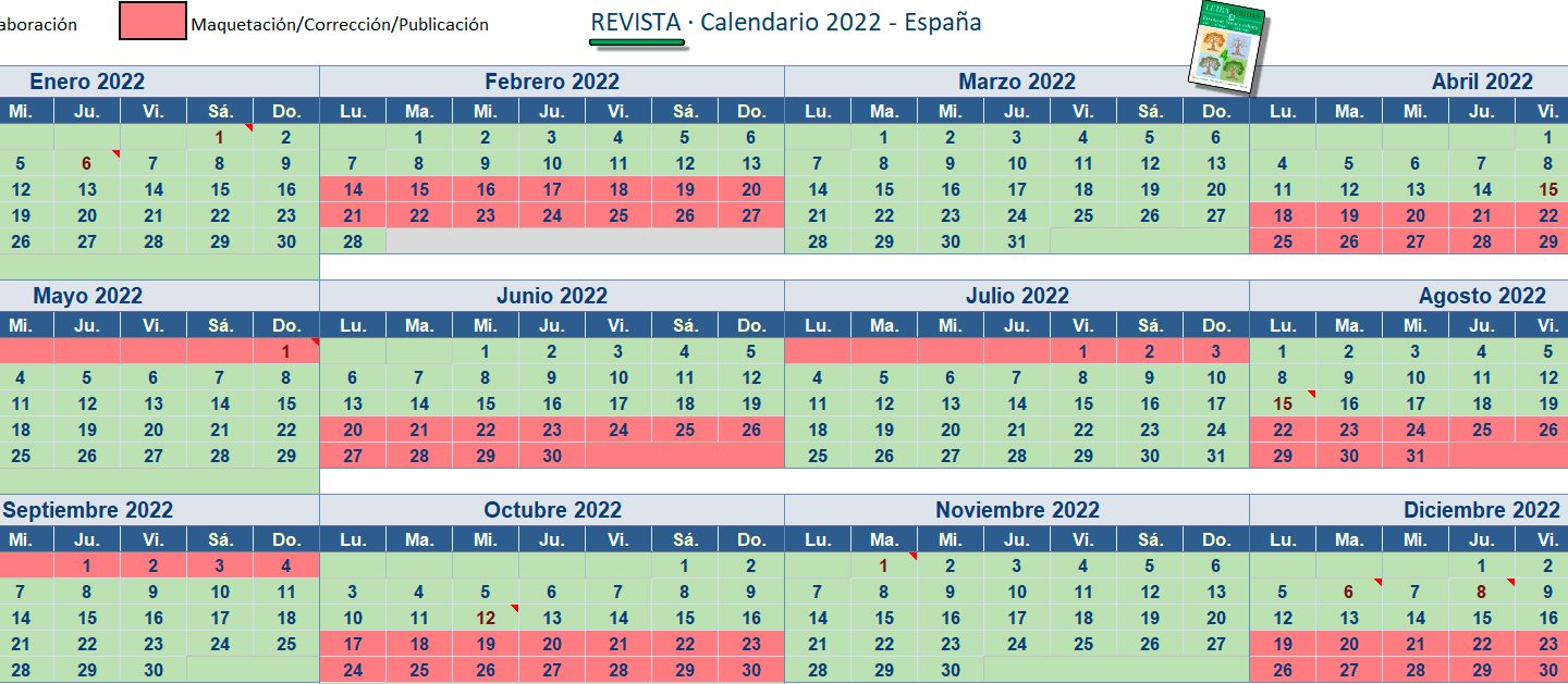 Calendario Publicación Revista 2022